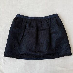 Navy Blue A-Line Lace Mini Skirt w/ Pockets
